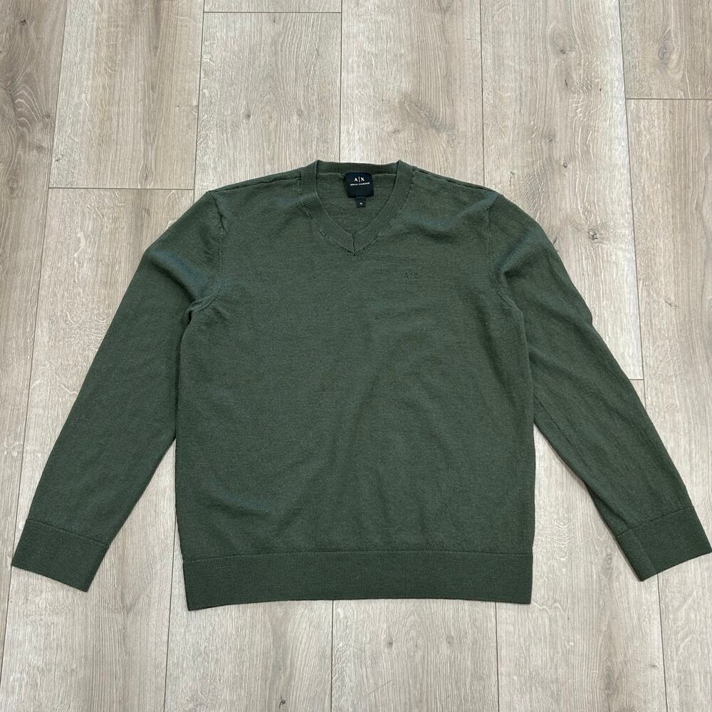 Armani Exchange V-neck knit sweater Green Size Youth XL B19